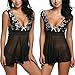 Avidlove Lace Babydoll Lingerie Mesh Chemises Sexy Outfits Nightwear and G-string Black XL
