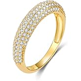 TOPROO 14K Gold Plated Sterling Silver Women Ring with Cubic Zirconia, Elegant Women's Jewelry