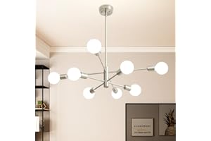 Deyidn Sputnik Chandelier Modern Brushed Nickel Chandeliers 8-Light Mid Century Ceiling Lighting Fixture for Living Room, Kitchen, Bedroom, Dining Room, and Farmhouse (8-Light)