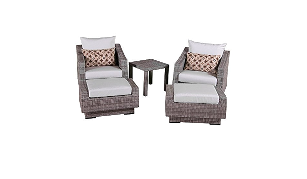 Amazon Com Cannes 5pc Club Chair And Ottoman Set With Moroccan Cream Cushions By Rst Brands Garden Outdoor