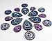 30 Pcs Purple Sparkly Iridescent Flat Back Teardrop, Circle Beads Cabochons