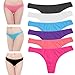 ELACUCOS 6 Pack Women's Thongs Cotton Breathable Panties Bikini Underwear