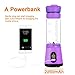 EgoEra Portable Mini Personal Powerful Electric Juicer 450ml Sports Bottle Cup Blender Maker with Six Leaves Blade and Built-in 2200mAh Rechargeable Battery Power Bank, USB Charging Cable, Purple