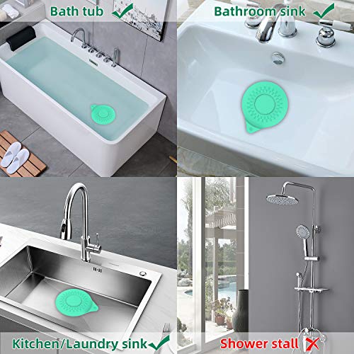 SUDISER Tub Stopper 2 Pack, Silicone Bathtub Drain Stopper Flat Suction Cover Tub Stopper Drain Stopper Plug Sinks Hair Stopper for 1-1/2-4in Bathroom, Laundry, Kitchen Universal Use