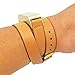 Fitbit Bracelet for FitBit Flex Fitness Trackers - The KATE Brushed Metal and Premium Vegan Leather Buckle Fitbit Bracelet - Alternative to Tory Burch Fitbit (Tan and Gold, S/M)