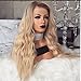 DLME 180 Density Glueless Wavy Wig 24Inch Synthetic Ombre Honey Blonde Lace Front Wigs for Women Heat Resistant (24)