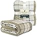 PAVILIA Beige Plaid Sherpa Throw Blanket for Couch, Soft Plush Cream Flannel Blanket & Throws for Bed Sofa, Warm Cozy Winter Christmas Blanket, Reversible Fuzzy Decorative Fleece Gift Throw, 50x60