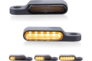 TSUNG Motorcycle Sequential LED Turn Signals Front Handlebar Blinkers Mini Flowing Marker Light Universal Compatible with Harley Honda Yamaha Suzuki Caferacer Street Bike Cruiser(Black-Amber)