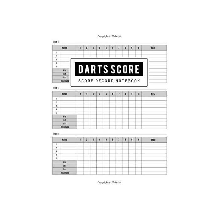 Buy Darts Score Record Darts Game Record Keeper Book, Darts Scoresheet