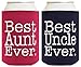 Best Aunt and Uncle Ever Gift Set 2 Pack Can Coolies Drink Coolers Magenta and Navy