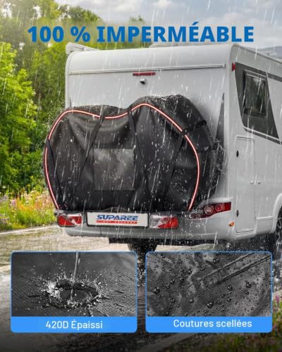 SUPAREE Protective Cover 2 Bicycle Tarpaulin Bicycle Transport Cover for Bicycle Camping Car 420D Oxford with Pocket for Warning Sign Waterproof for Car Travel