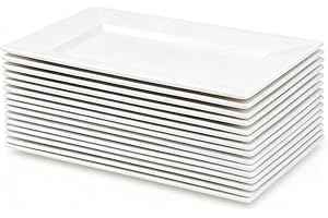 TAICHEUT 20 Pack Serving Food Trays 13"x8", Disposable Plastic Plates, Rectangular Dinner Plates for Picnic BBQ Birthday Part