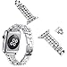 Handgear Band Compatible with Apple Watch, Handmade Classy Bling Crystal Rhinestone Diamond Bracelet Strap Replacement Band Series 7 6 5 4 3 2 1 Se (BD Silver, 38mm/40mm/41mm)