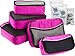 Bago Packing Cubes for Suitcases & Travel Bags - 8Pcs Luggage & Suitcase Organizer Bags Set - Compression Packing Cubes for Travel Organizer - 5 Cubes plus 3 Sealed ZipBags (Pink)