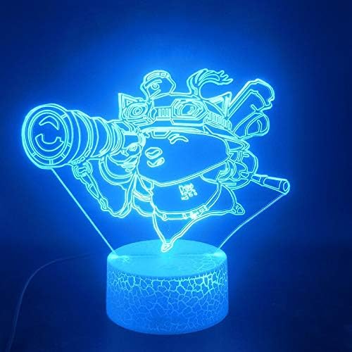 Zhuhuimin 3D light bulb Teemo bright base children's for room decoration LED night light