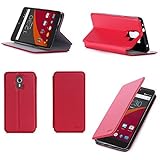 Wileyfox Swift 4G Dual Sim Ultra Slim case red - Flip Leather Folio Case / Cover and TPU smartphone Wileyfox Swift 4G 2015 PU Leather protective case accessories - Red)