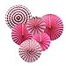 Party Hanging Paper Fans Set, Hot Pink Round Pattern Paper Garlands Decoration for Birthday Wedding Graduation Events Accessories, Set of 6