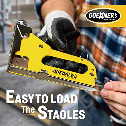 GOEHNER’s Staple Gun with Staples, Heavy Duty Stapler 3 in 1 with 3000 Staples for Upholstery, Wood, DIY Fixing, Decoration, Renovation, Carpentry, Repair, Furniture for Project USE