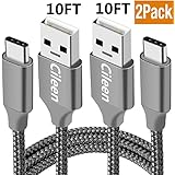 USB Cable Type C,10FT 2PACK,Extra Long Braided Charging Cord,FAST Charger For Samsung Galaxy S9 S8 Plus,Note 8,Google Pixel 2 XL,LG G7 V35 ThinQ,V30,Moto Z3 G6 X4,ZTE Blade Z Max X,OnePlus 6 5T 5,Sony