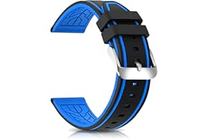 Narako Silicone Watch Bands Divers Model Replacement Rubber Watch Strap 20mm 22mm 24mm 26mm Waterproof Line Bicolor Silver Buckle for Men and Women Sport