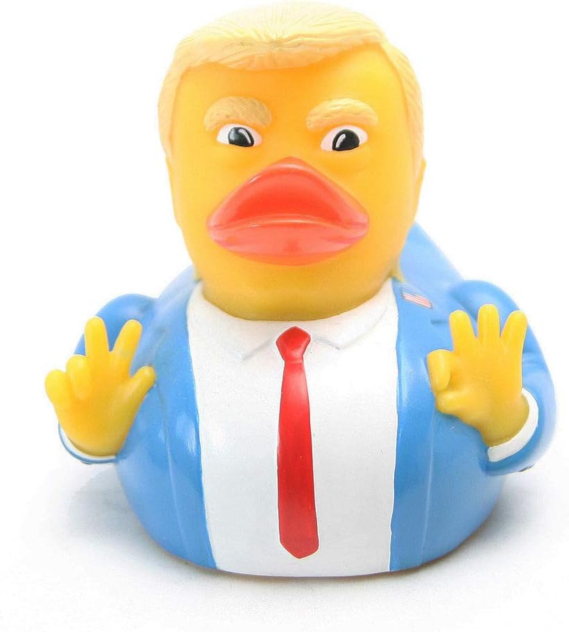 glodenbridge Trump Duck Cute Cartoon PVC Rubber Squeaky Duck Pool Water Floating Toys for Kids
