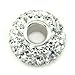 Metal Factory (1 Pc) White Crystal Ball Bead Sterling Silver Charm