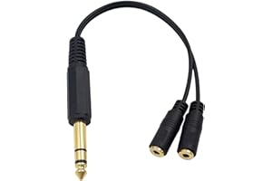 SHYYOULQE Micphone Extension Cable 6.35mm Male to 2 Port 3.5mm Female Stereo Headphone Splitter Stereo Adapter Wire Converter