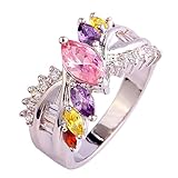Psiroy Women's 925 Sterling Silver Gemstone Filled Ring