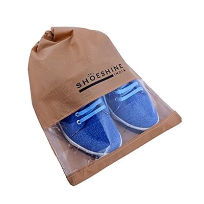 SHOESHINE INDIA Beige Shoe Bags with Transparent Window Set of 12