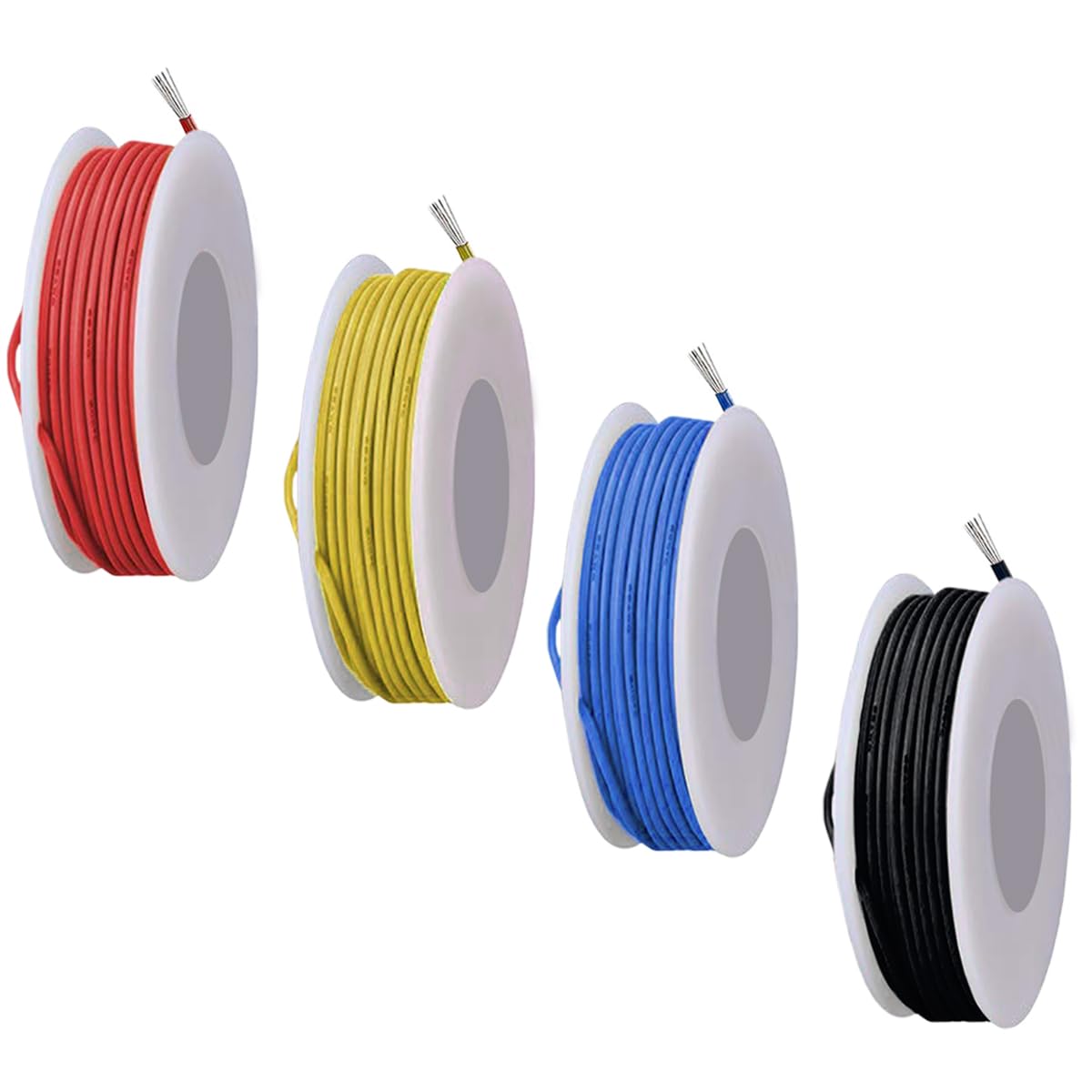 MKBKLLJY 22 Gauge Stranded Wire 300V PVC Electrical Wire 22AWG Insulation Tinned Coated Copper Wire Hook Up Wire 4Colors(Red/Yellow/Blue/Black) 5m/16.4ft Each Wire Assortment for Electronics DIY