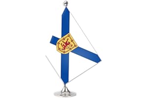 Nova Scotia Desk Small Flag Set,5×8 Inch Nova Scotian Mini Desktop table Banner,12 inch Metal Solid Pole Decor,Tiny Digital P