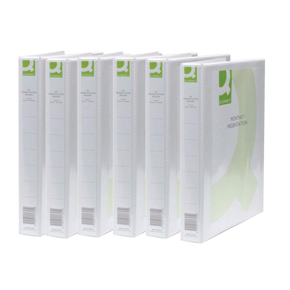 Q-Connect Presentation 25mm 2D Ring Binder A4 White (Pack of 6) KF72645