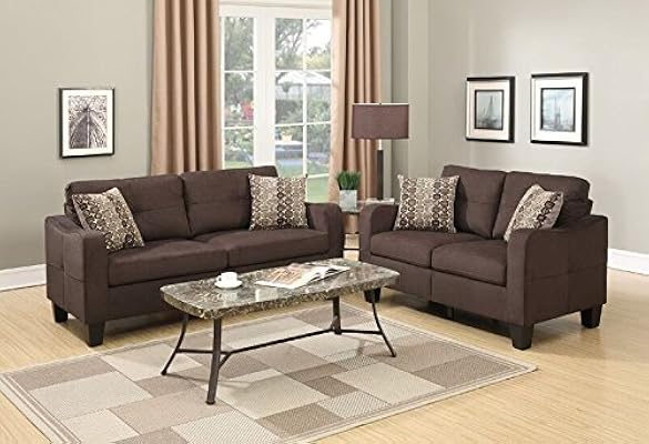 Poundex PDEX- Sectional Set in Chocolate for Living Room Comfort