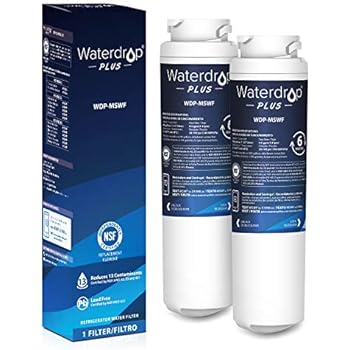 Waterdrop Plus Refrigerator Water Filter, Compatible with GE MSWF, 101820A, 101821B, 101821-B, Reduces Lead, Chlorine, Cyst, Benzene and More, NSF 401&53&42 Certified, Pack of 2