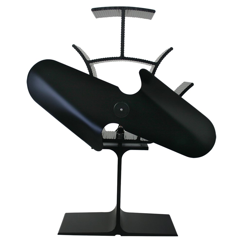 Lincsfire 2 Blades Eco Friendly Silent Heat Powered Stove Fan for Wood/Log Burner/Fireplace + Free Stove Thermometer