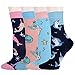 SOCKFUN Funny Girls Socks Narwhal Socks Girls Cute Kids Whale Socks, 4 Pack Narwhal Gifts For Girls