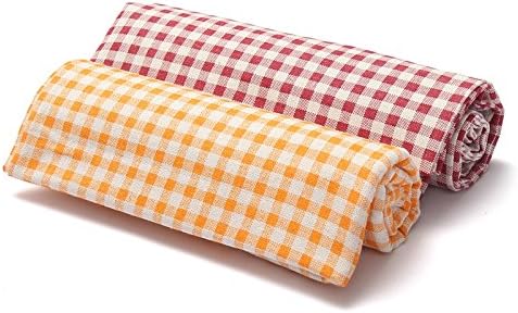 KiWarm Grid Pattern Cotton Linen Fabric Quilting Patchwork for Home Table Cover Decor Pillow Dolls Handmade Crafts DIY Material