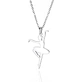 YIQPKUM Elegant Stainless Steel Ballerina Necklace Ballet Dancer Pendant Jewelry for Women Friends Charms Birthday Party Gifts