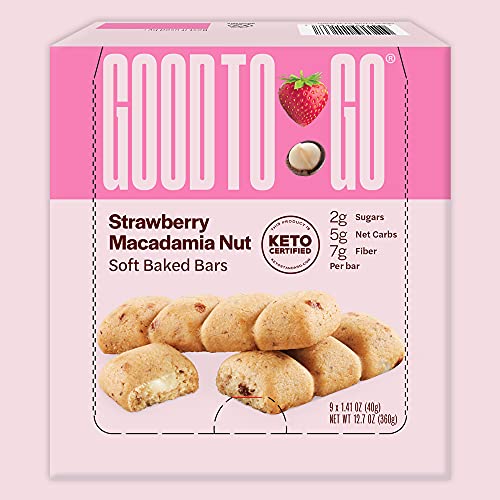 GOOD TO GO Soft Baked Bars Strawberry Macadamia Nut, 9 Pack gluten