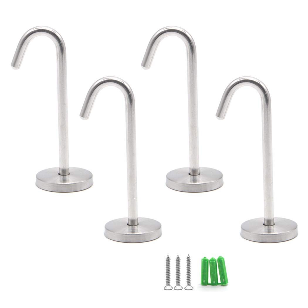 SeeRaphee Stainless Steel Ceiling Hook Top Mount Wall Hook with Screws Utility Hooks Heavy Duty 4PCS