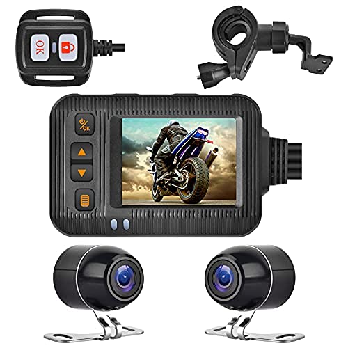 Motorcycle Camera Dash Cam 1080P+720P Dual AHD Front Rear Bike Dashcam with 2'' IPS Screen G-Sensor Parking Mode Waterproof Loop Recording Bike Cycle Driving Recorder