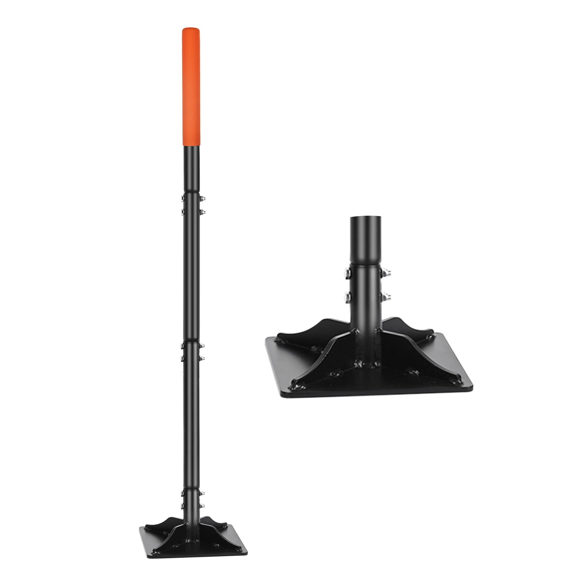 Photo 1 of YEELOR Steel Tamper 8in×8in, 45in Long-Handled Hand Tamper with Rubber Grip, Durable Ground Tamper, Ideal for Leveling Garden Soil, Gravel, as Well as Laying Floor Tiles and Repairing Blacktop