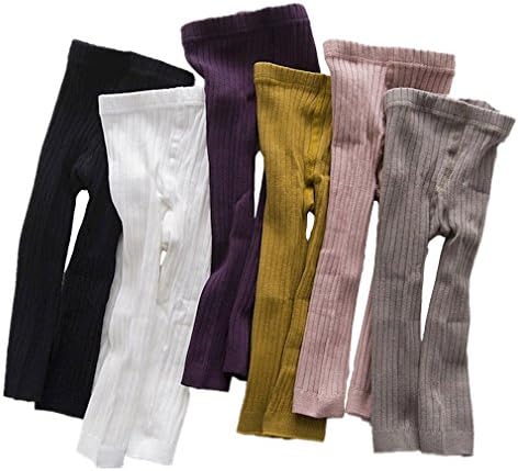 MYUDI Girls Cotton Leggings Ribbed Baby Children Rib High Waist Pants for Toddler 0-6Y