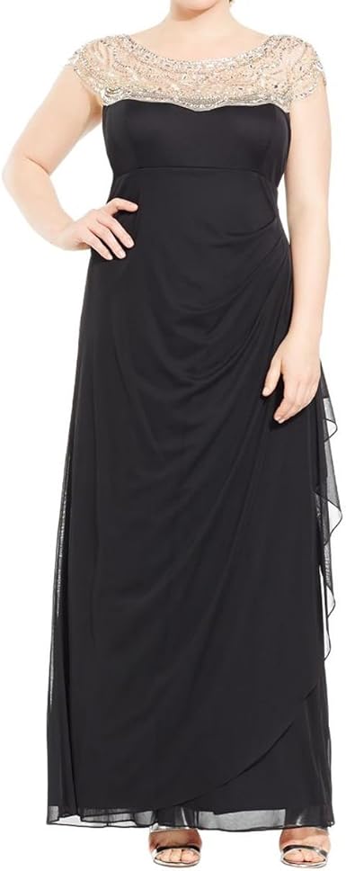 xscape plus size embellished illusion gown