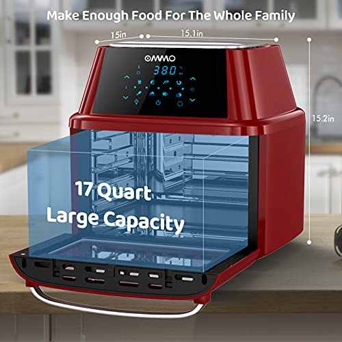 OMMO Air Fryer 17 QT, 8in1 Air Fryer Toaster Oven with LCD Digital