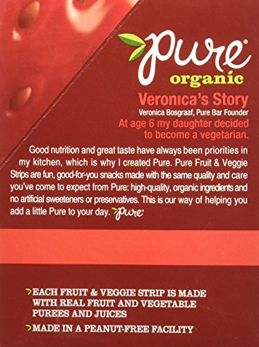 Pure Organic Strawberry Apple Fruit & Veggie Strip, Certified Organic, Gluten-Free, Non-GMO, Vegan, Kosher, Peanut Free, No Artificial Ingredeints, Fruit Snack, 0.49 ounce, 24 Count - Thumbnail 3