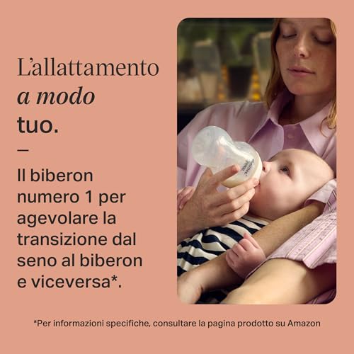 biberon anti-colica Natural Start 260ml, 2 pezzo con tettarella a flusso lento simile al seno materno, valvola anti-colica, autosterilizzante