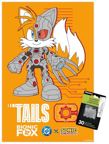 DC X Sonic The Hedgehog - Tails Bionic Fox Wall Poster with Push Pins, 22.4L" x…