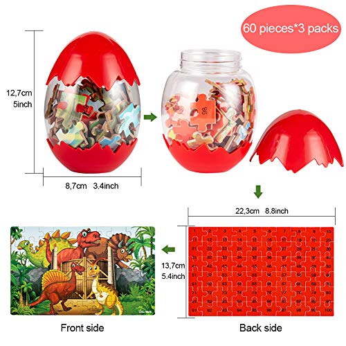 Uping 3er-Set Dinosaurier-Ei 180 Stück Dinosaurierei Ostereier Dinosaurier Puzzle Sicheres Material Für Kinder 3 – 6… – Bild 5