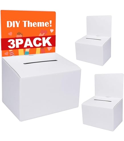 Urnes Carton Collecte Lot De 5 Urnes De Collecte En Carton - Avec Fente Et Panneau Amovible - Pour Dons, Votes, Suggestions Urne Vote événement